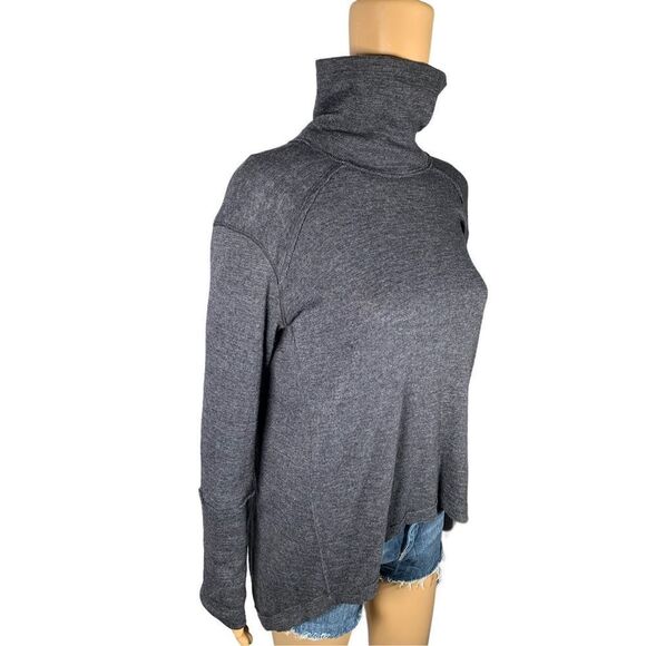 We The Free Women's Gray Stone Cold Split Back Turtleneck Top Size Small FP - Picture 3 of 9
